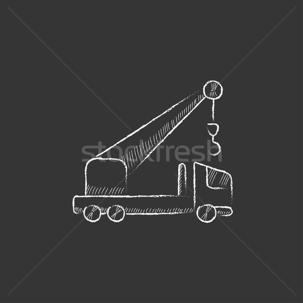 Mobile crane. Drawn in chalk icon. Stock photo © RAStudio