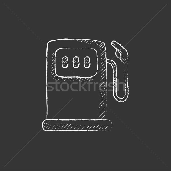 Benzinkút rajzolt kréta ikon kézzel rajzolt vektor Stock fotó © RAStudio