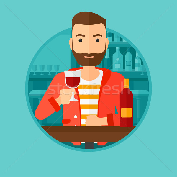Man drinking wine at restaurant. Stock photo © RAStudio