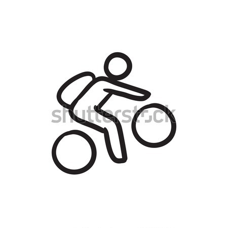 Man riding bike sketch icon. Stock photo © RAStudio