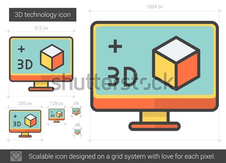 Three d technology line icon. Stock photo © RAStudio