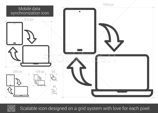 Mobile data synchronization line icon. Stock photo © RAStudio