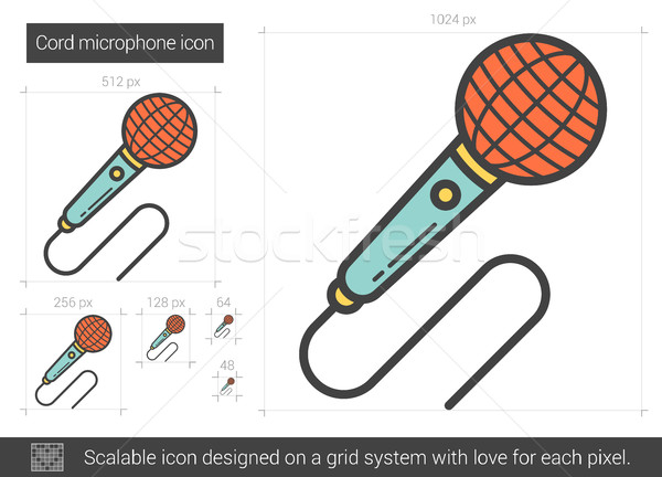 Cord microphone line icon. Stock photo © RAStudio