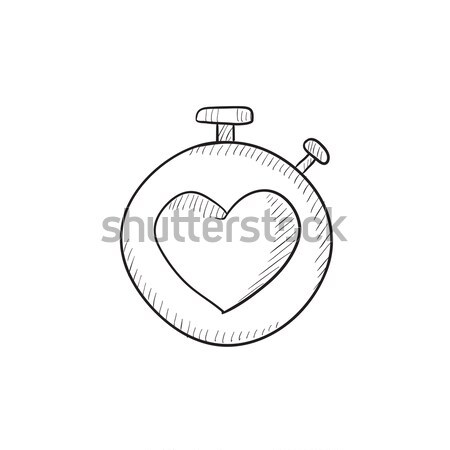 Stockfoto: Stopwatch · hart · teken · schets · icon · vector