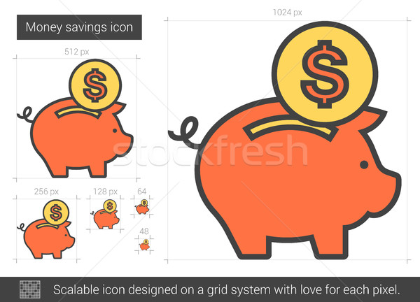 Argent économies ligne icône vecteur isolé [[stock_photo]] © RAStudio