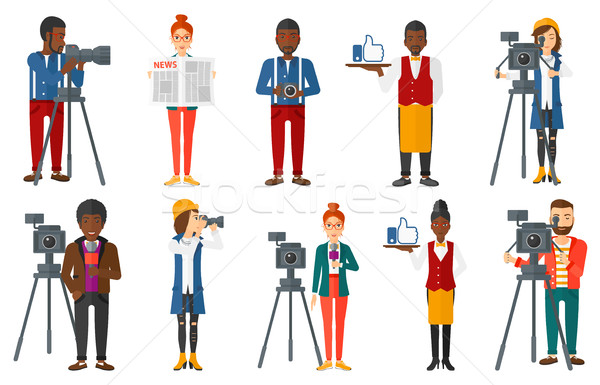 Vector set of media people characters. Stock photo © RAStudio