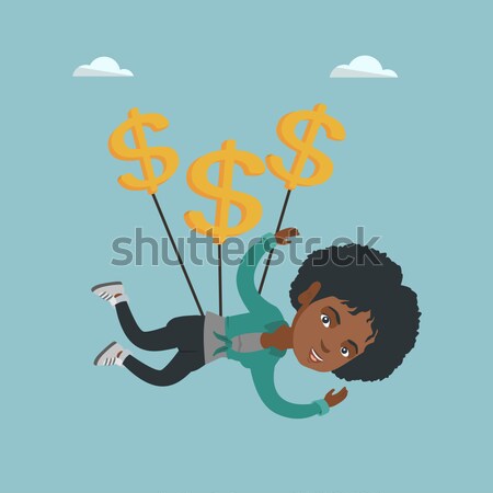 Business woman flying with dollar signs. Stock photo © RAStudio