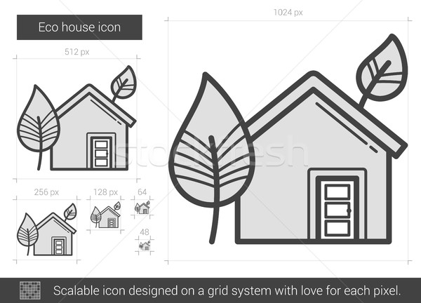 [[stock_photo]]: Eco · maison · ligne · icône · vecteur · isolé