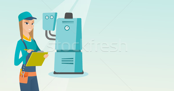 Confident plumber with clipboard. Stock photo © RAStudio