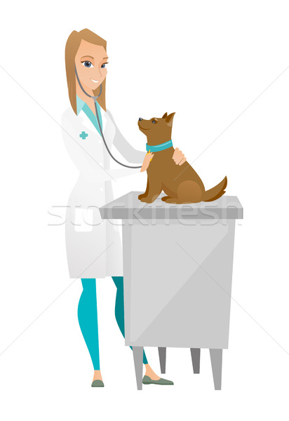 Veterinarian examining dog vector illustration. Stock photo © RAStudio