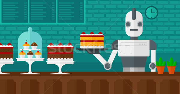 Robot waiter working at pastry shop. Stock photo © RAStudio