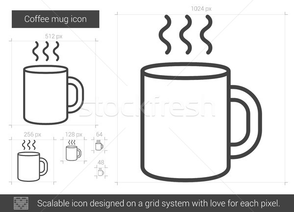 Koffiemok lijn icon vector geïsoleerd witte Stockfoto © RAStudio