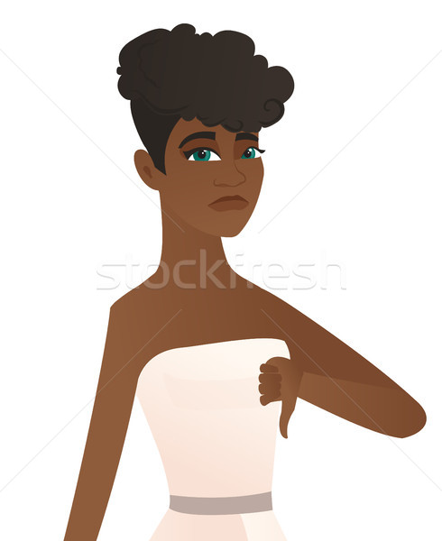 Stock photo: Disappointed african fiancee with thumb down.