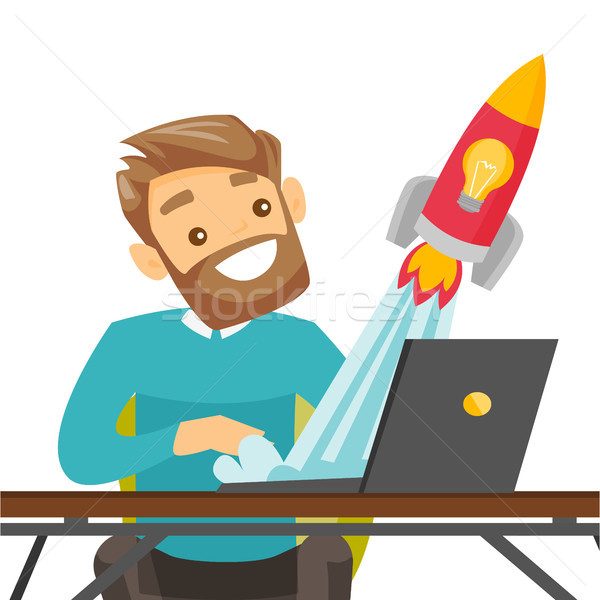 Young businessman working on business start up. Stock photo © RAStudio