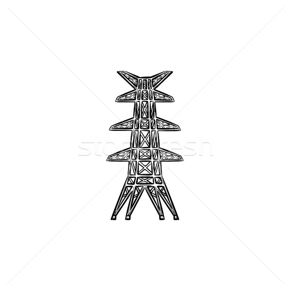 электрических башни рисованной эскиз икона Сток-фото © RAStudio