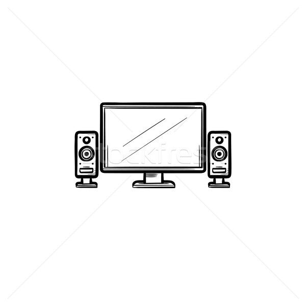 Tv ev tiyatro karalama Stok fotoğraf © RAStudio
