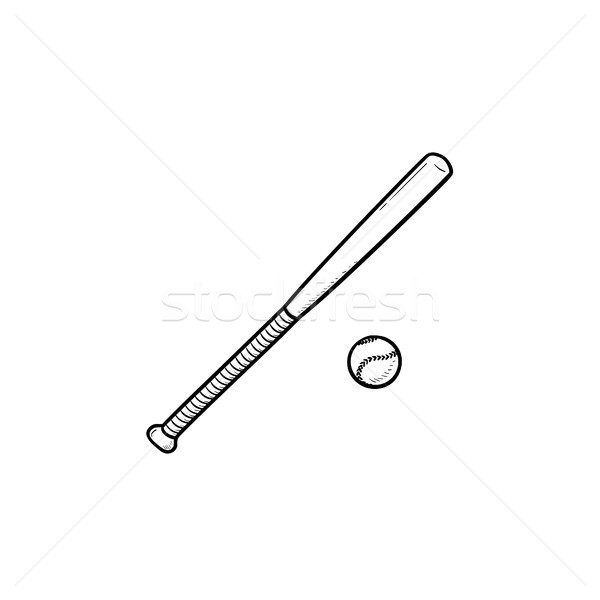 Baseball bat and ball hand drawn outline doodle icon. Stock photo © RAStudio