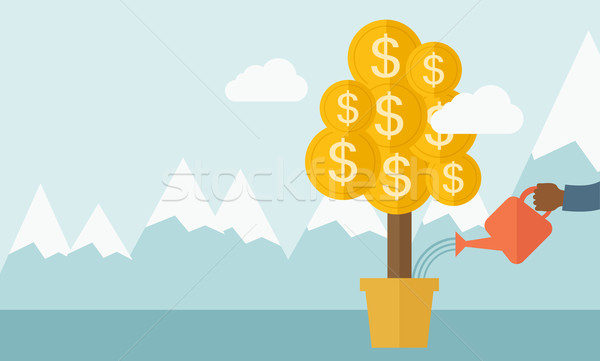 Human hand watering the money tree. Stock photo © RAStudio
