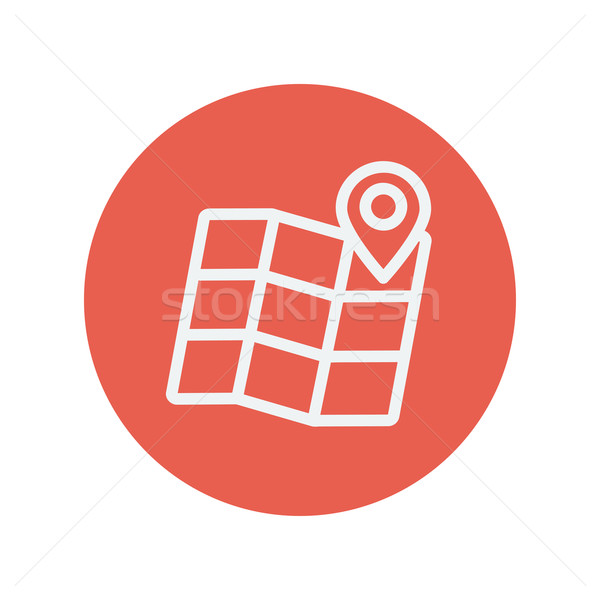 Folded map with pin thin line icon Stock photo © RAStudio