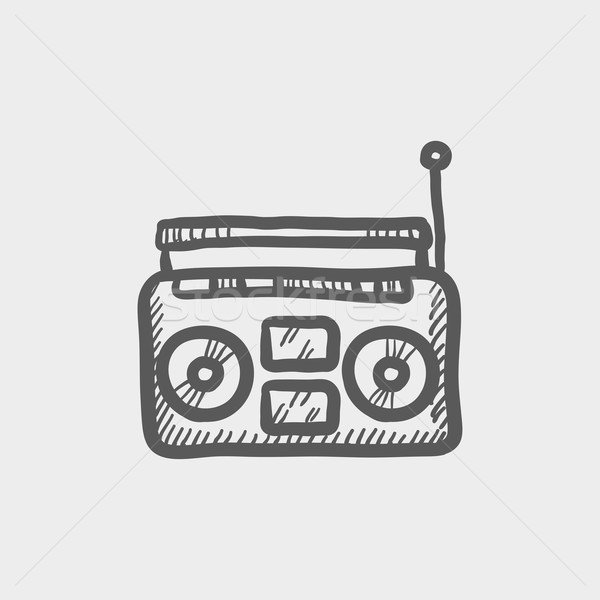 Radyo kaset oyuncu kroki ikon web Stok fotoğraf © RAStudio
