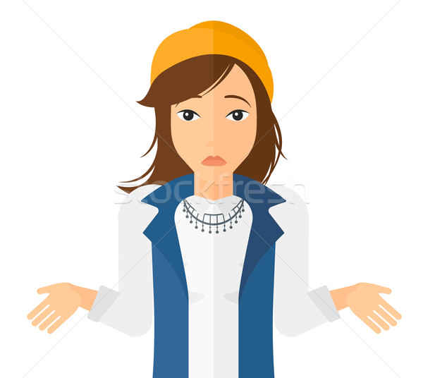 Stock photo: Confused woman shrugging her shoulders.