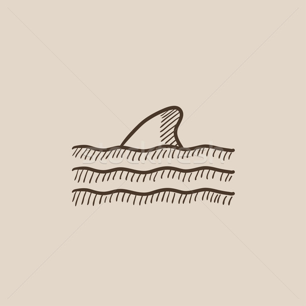 Zdjęcia stock: Rekina · płetwa · powyżej · wody · szkic · ikona
