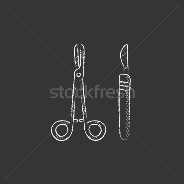 Chirurgisch gezeichnet Kreide Symbol medizinischen Skalpell Stock foto © RAStudio