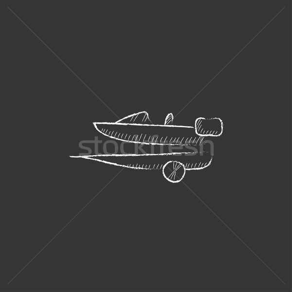 Boat on trailer for transportation. Drawn in chalk icon. Stock photo © RAStudio