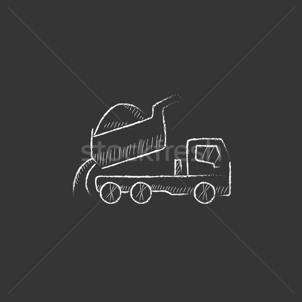 Dump truck. Drawn in chalk icon. Stock photo © RAStudio