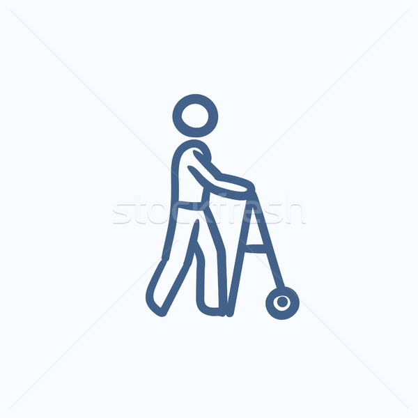 Man with walker sketch icon. Stock photo © RAStudio