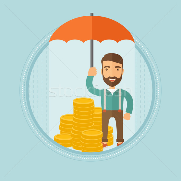 ストックフォト: ビジネスマン · 傘 · お金 · 幸せ · 白人 · ヒップスター