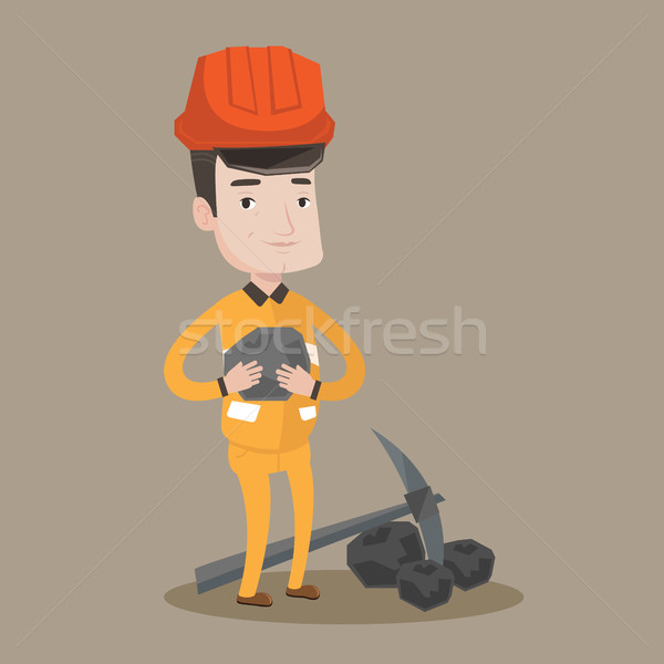 Miner holding coal in hands vector illustration. Stock photo © RAStudio