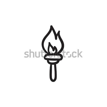 Burning olympic torch sketch icon. Stock photo © RAStudio