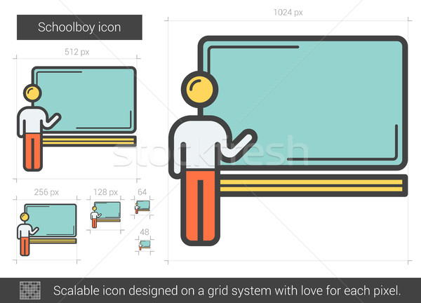 Stockfoto: Schooljongen · lijn · icon · vector · geïsoleerd · witte