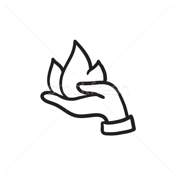 Hand holding fire  sketch icon. Stock photo © RAStudio