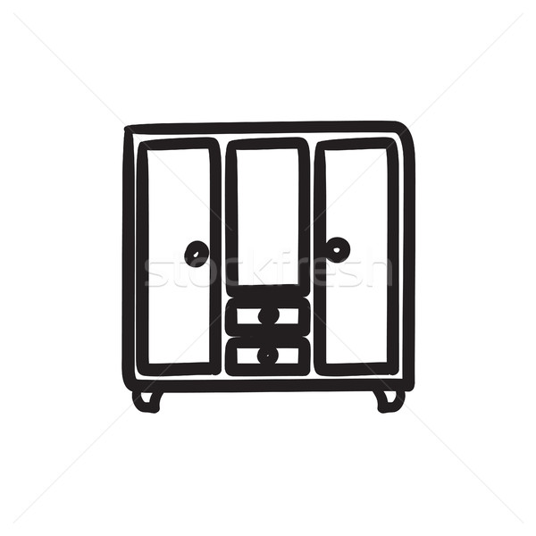 Kleiderschrank Spiegel Skizze Symbol Vektor isoliert Stock foto © RAStudio