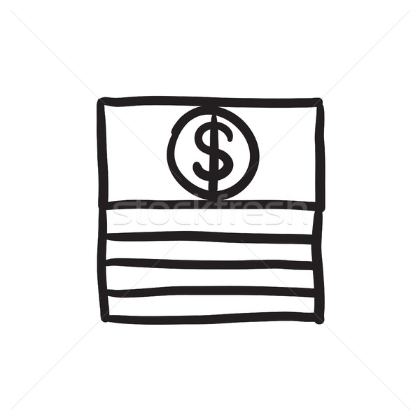 Stack of dollar bills sketch icon. Stock photo © RAStudio