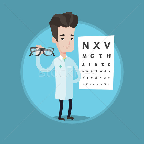 Szemorvos tart szemüveg szemüveg szem diagram Stock fotó © RAStudio