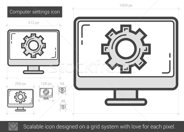 Ordenador línea icono vector aislado Foto stock © RAStudio