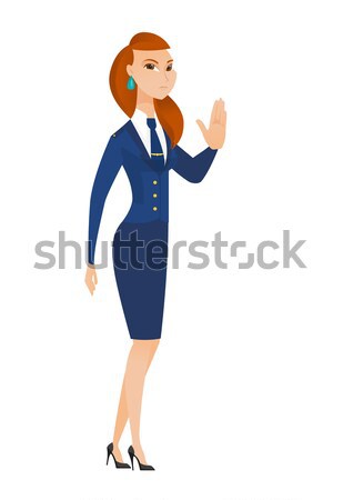 Stewardess with open mouth pointing finger up. Stock photo © RAStudio