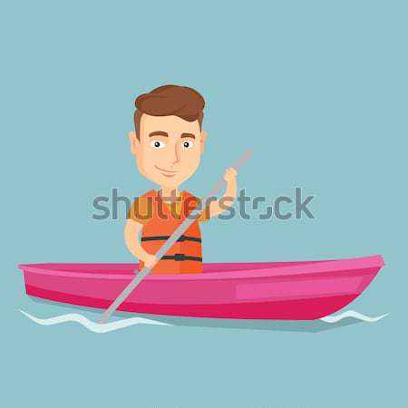 Woman riding in kayak vector illustration. Stock photo © RAStudio