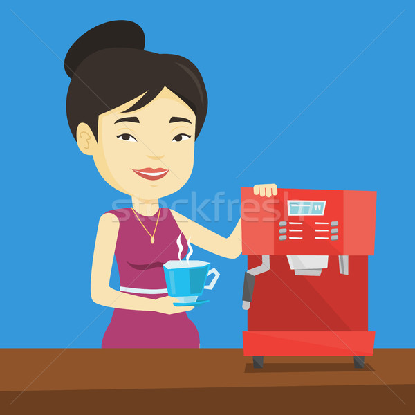 Woman making coffee vector illustration. Stock photo © RAStudio