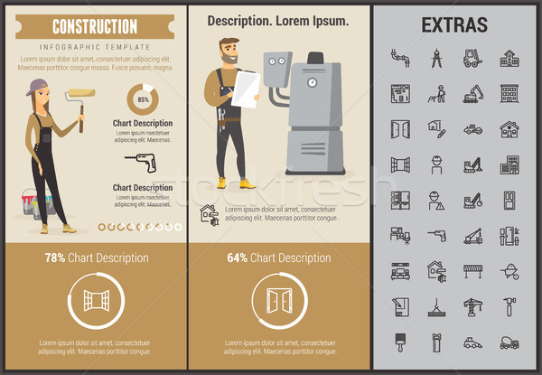 építkezés infografika sablon elemek ikonok testreszabható Stock fotó © RAStudio