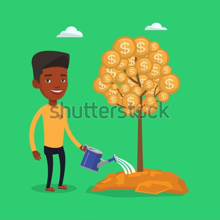 Man watering money tree vector illustration. Stock photo © RAStudio
