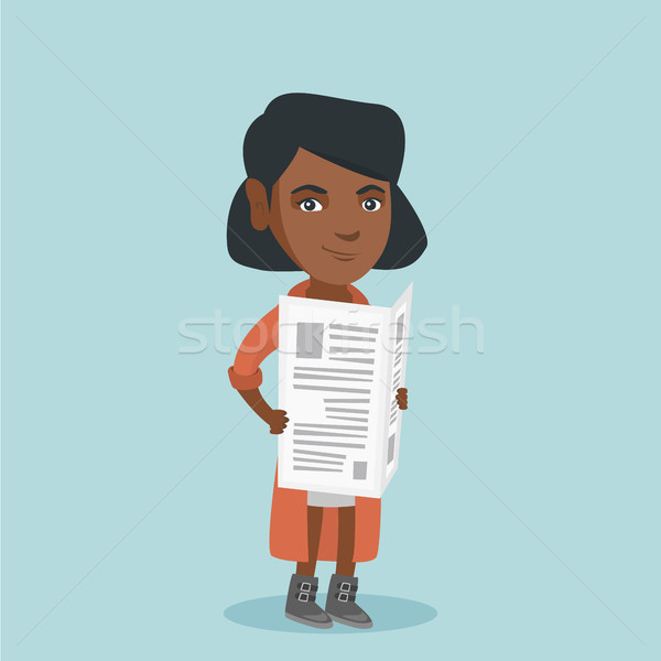 Young african-american woman reading a newspaper. Stock photo © RAStudio