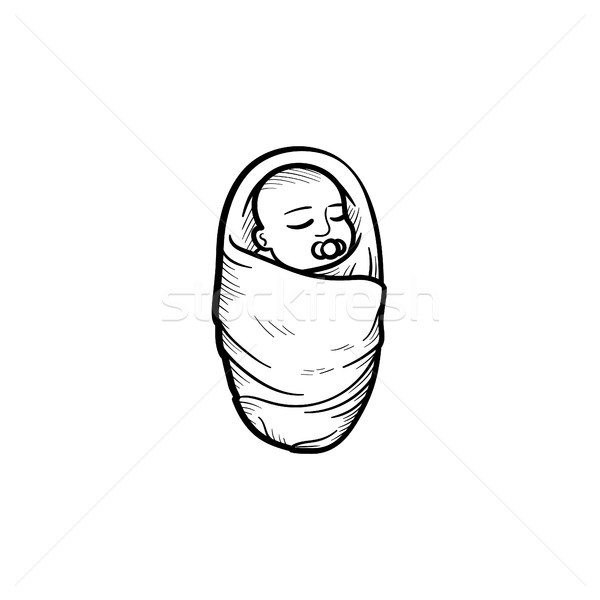 Wraped infant hand drawn outline doodle icon. Stock photo © RAStudio