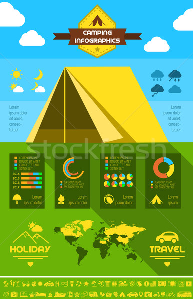 Flat Camping Infographic Template. Stock photo © RAStudio