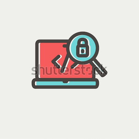 [[stock_photo]]: Portable · loupe · regarder · sécurité · lock · léger