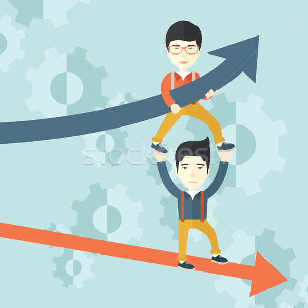 Two aisan guy in two arrows going up and down.  Stock photo © RAStudio