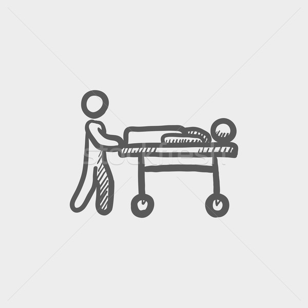 Man pushing the stretcher with sick patient sketch icon Stock photo © RAStudio